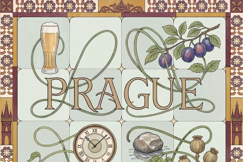 Prague painted on tiles