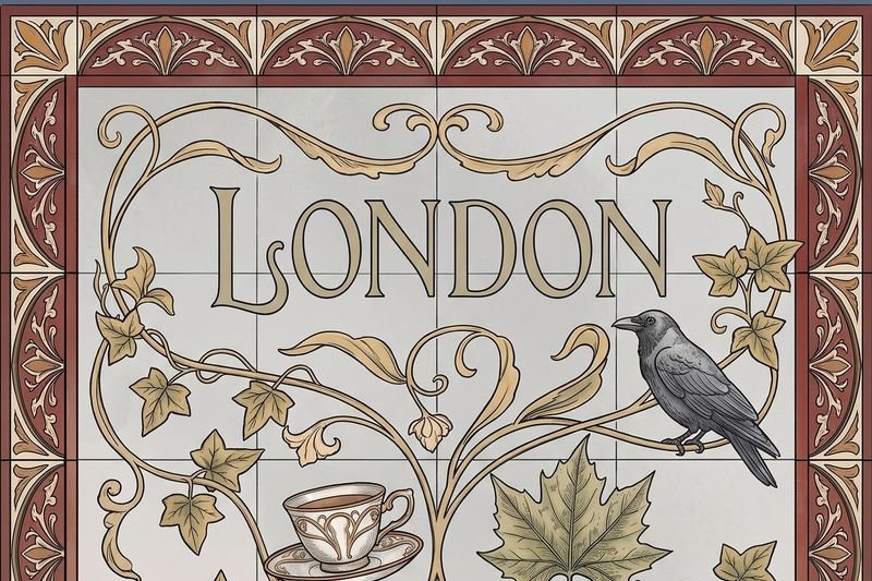 London painted on tiles