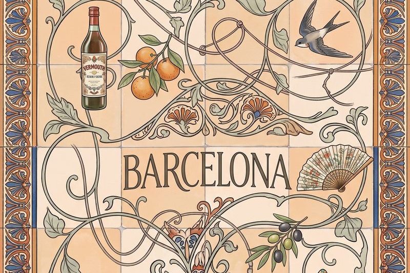 Barcelona painted on tiles