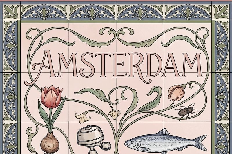Amsterdam painted on tiles
